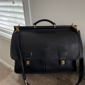Coach 5279 Vintage Black Leather Men’s Briefcase Messenger Bag